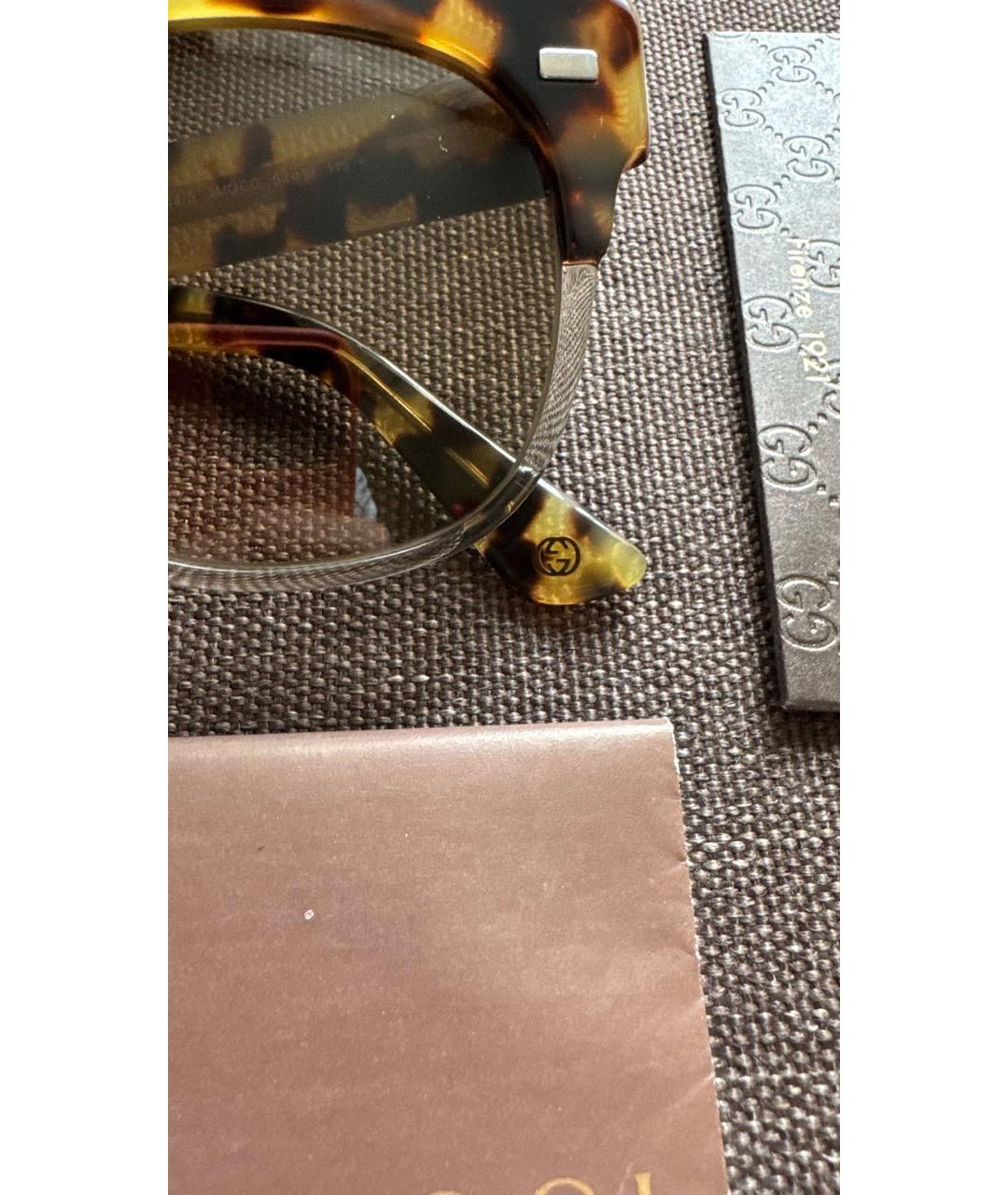 GUCCI Коричневые пластиковые солнцезащитные очки, фото 5