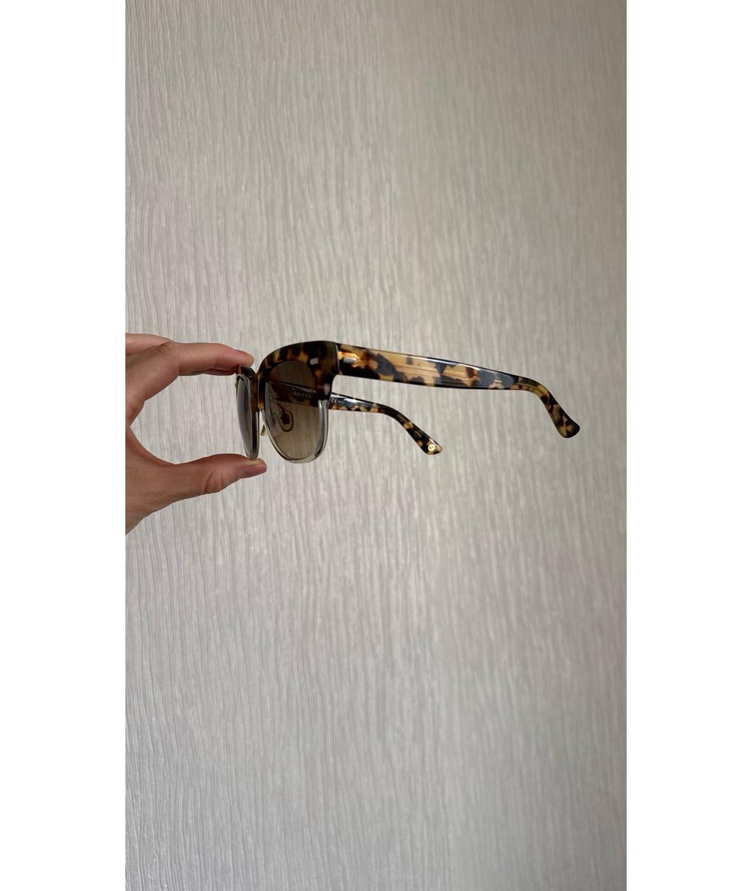GUCCI Коричневые пластиковые солнцезащитные очки, фото 6