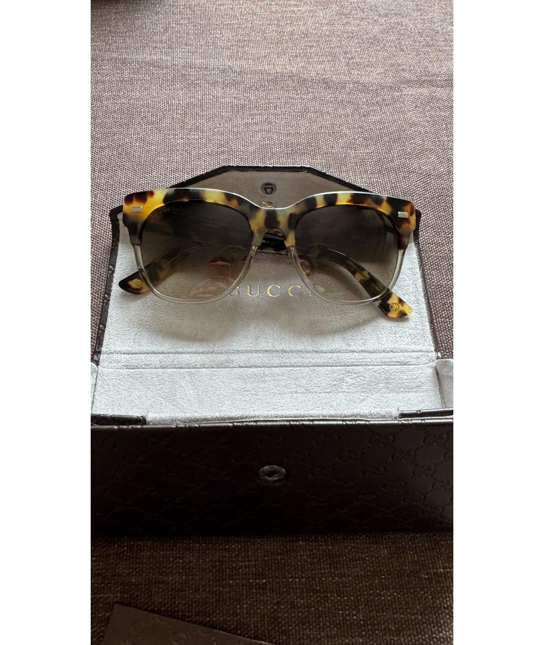 GUCCI Коричневые пластиковые солнцезащитные очки, фото 4