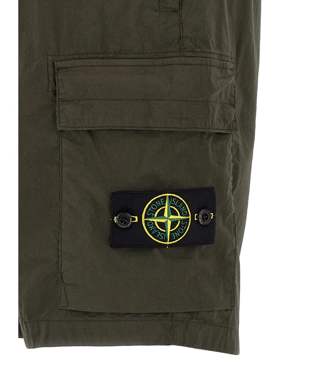 STONE ISLAND Зеленые хлопковые шорты, фото 4