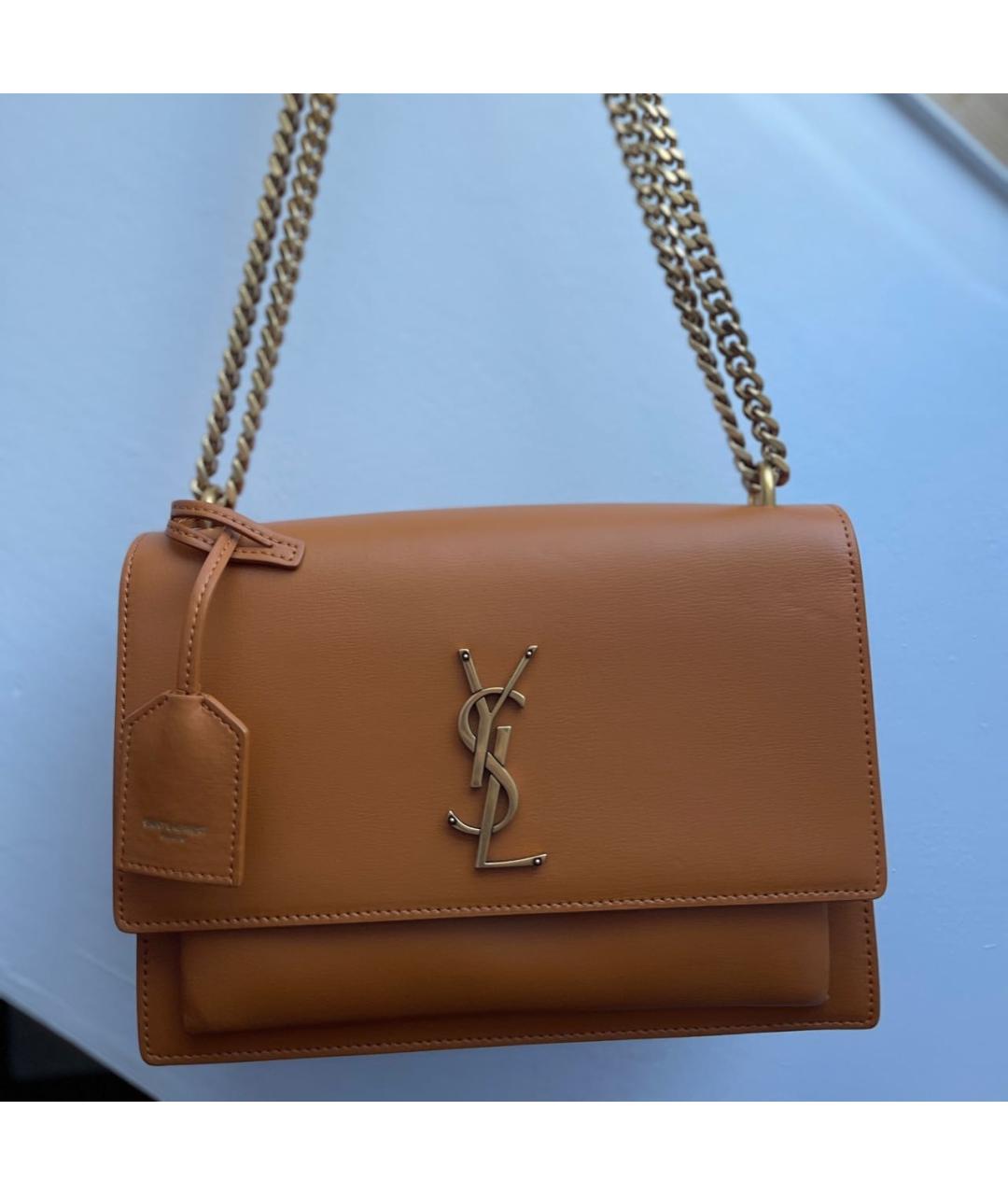 SAINT LAURENT Коричневая кожаная сумка через плечо, фото 8