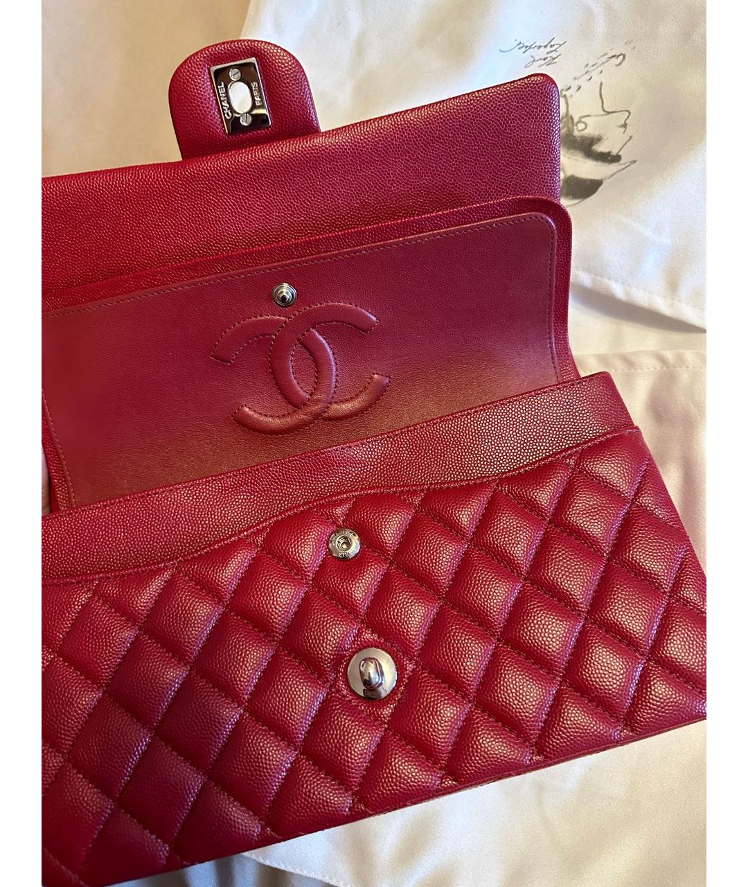 CHANEL Красная кожаная сумка через плечо, фото 4