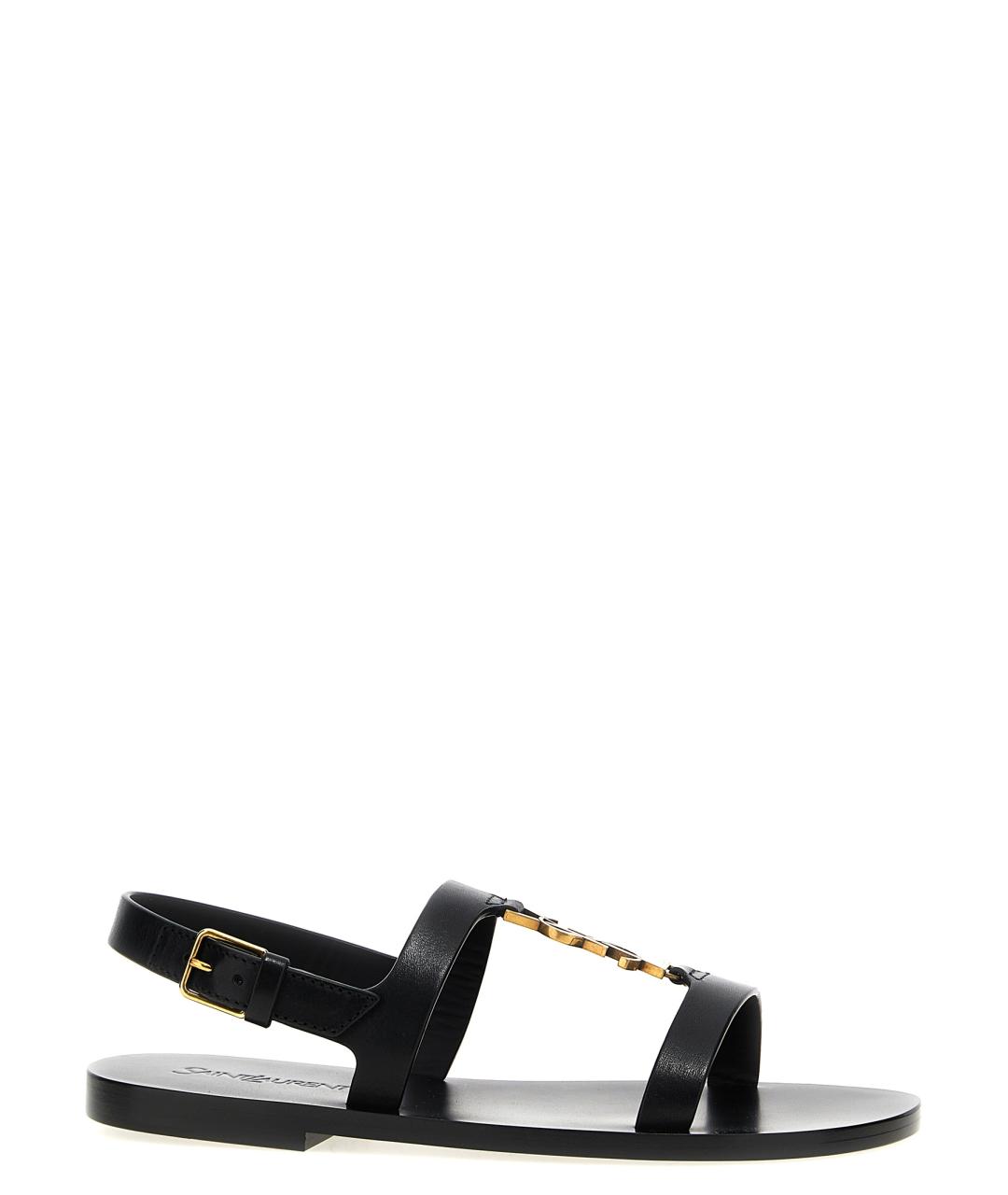 SAINT LAURENT Черные кожаные сандалии, фото 1