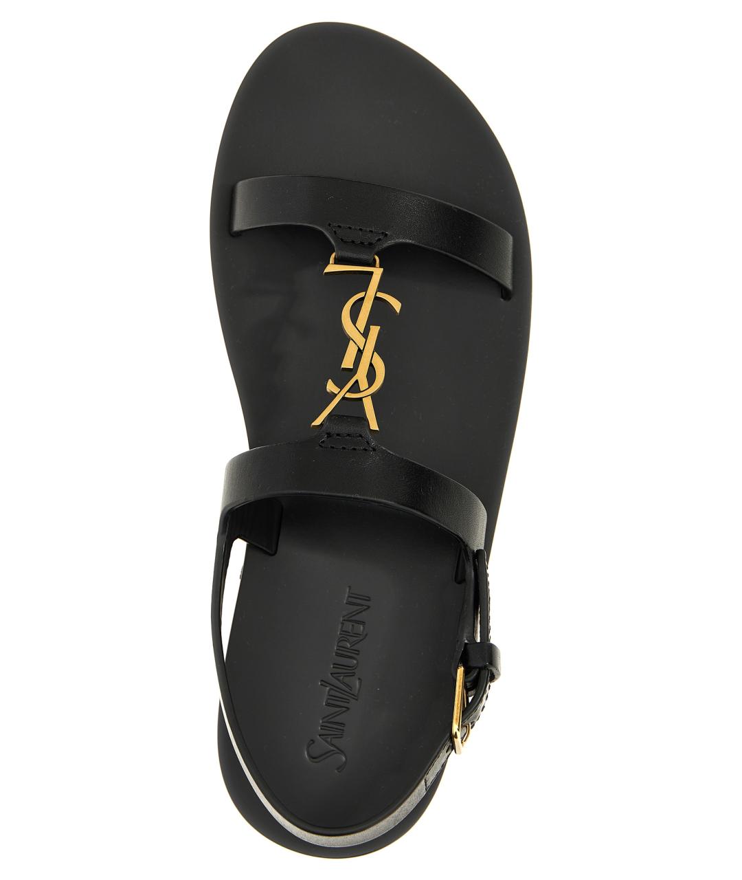 SAINT LAURENT Черные кожаные сандалии, фото 4