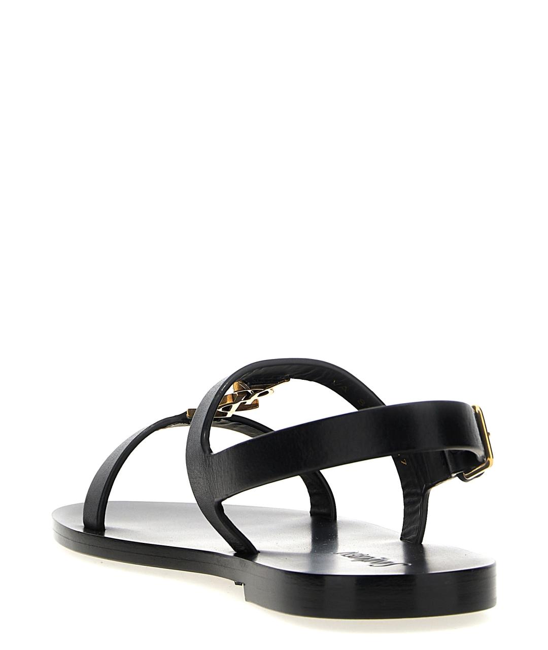 SAINT LAURENT Черные кожаные сандалии, фото 3