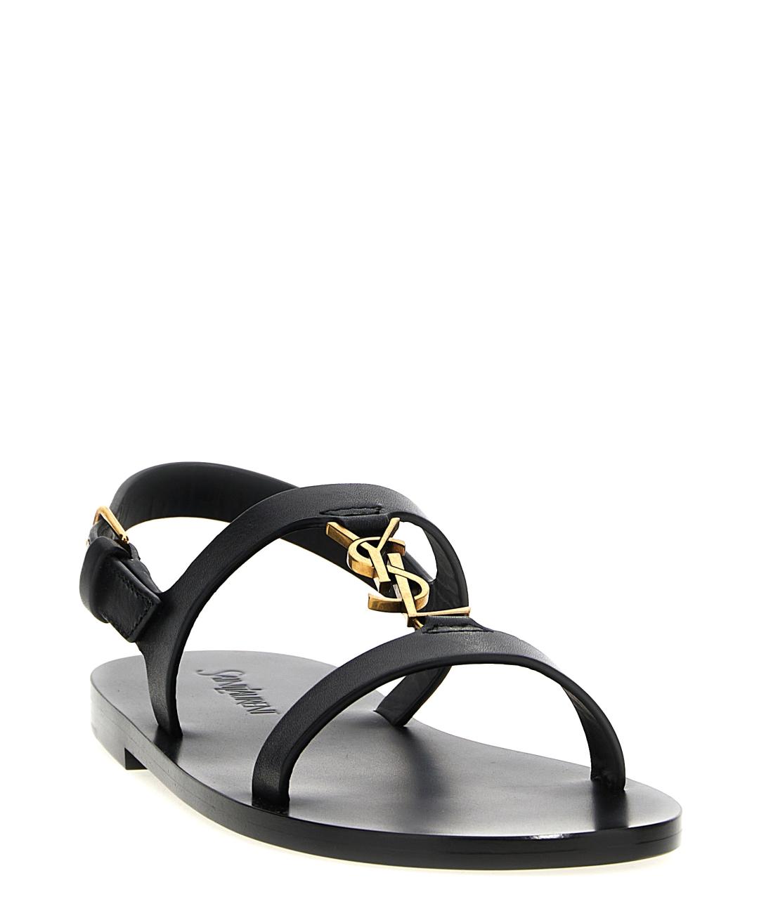 SAINT LAURENT Черные кожаные сандалии, фото 2