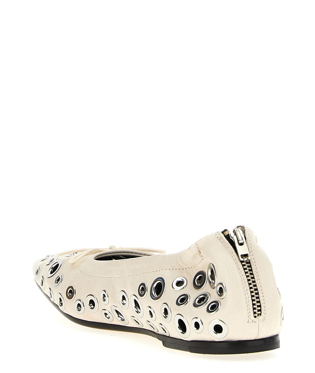 GOLDEN GOOSE DELUXE BRAND Белые кожаные балетки, фото 3
