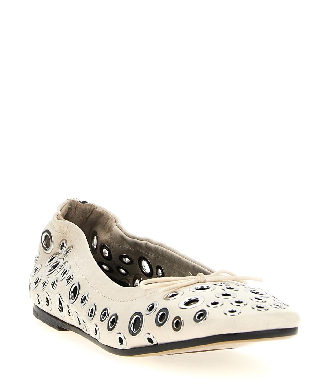 GOLDEN GOOSE DELUXE BRAND Белые кожаные балетки, фото 2