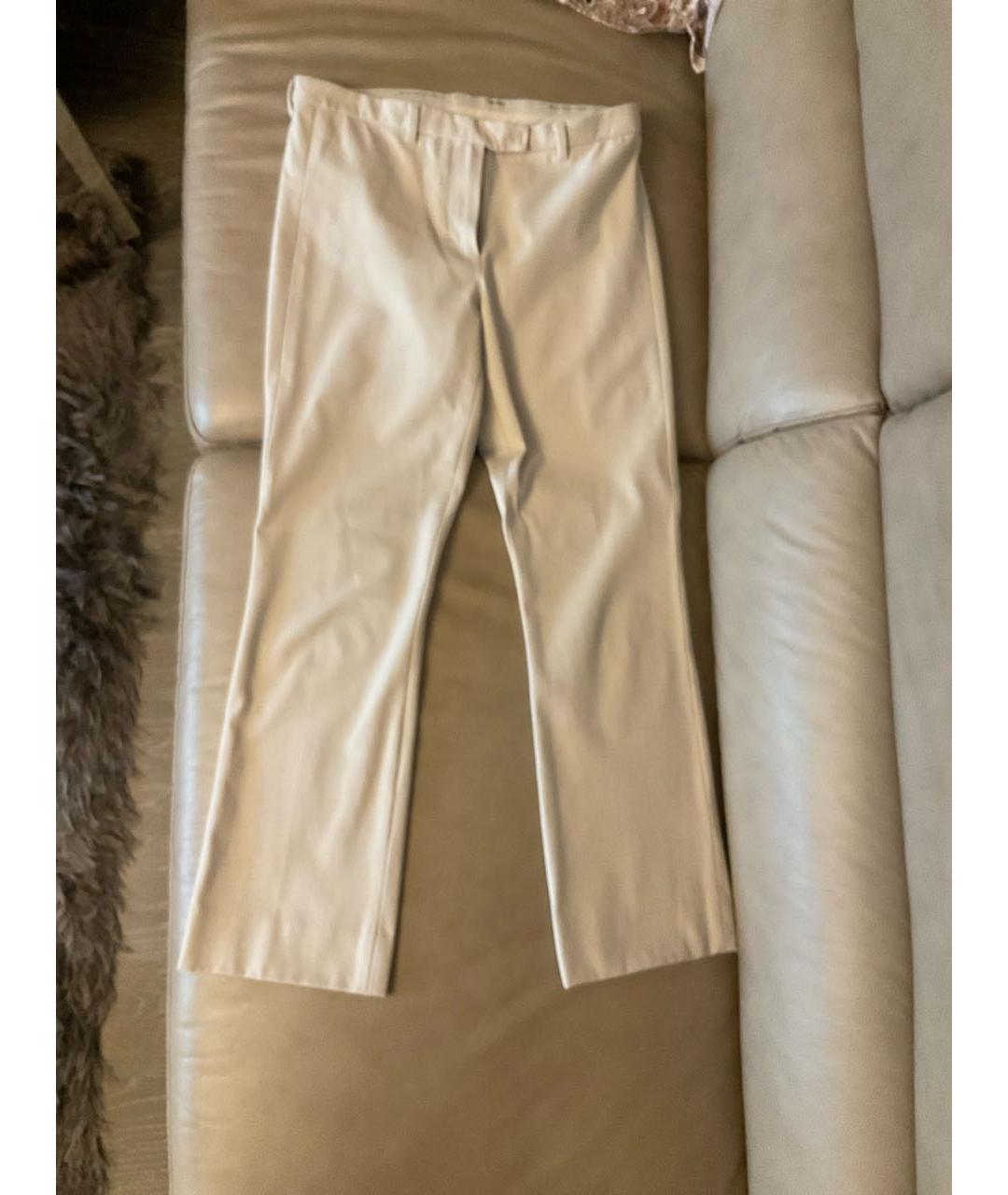 'S MAX MARA Белые хлопко-эластановые брюки узкие, фото 5