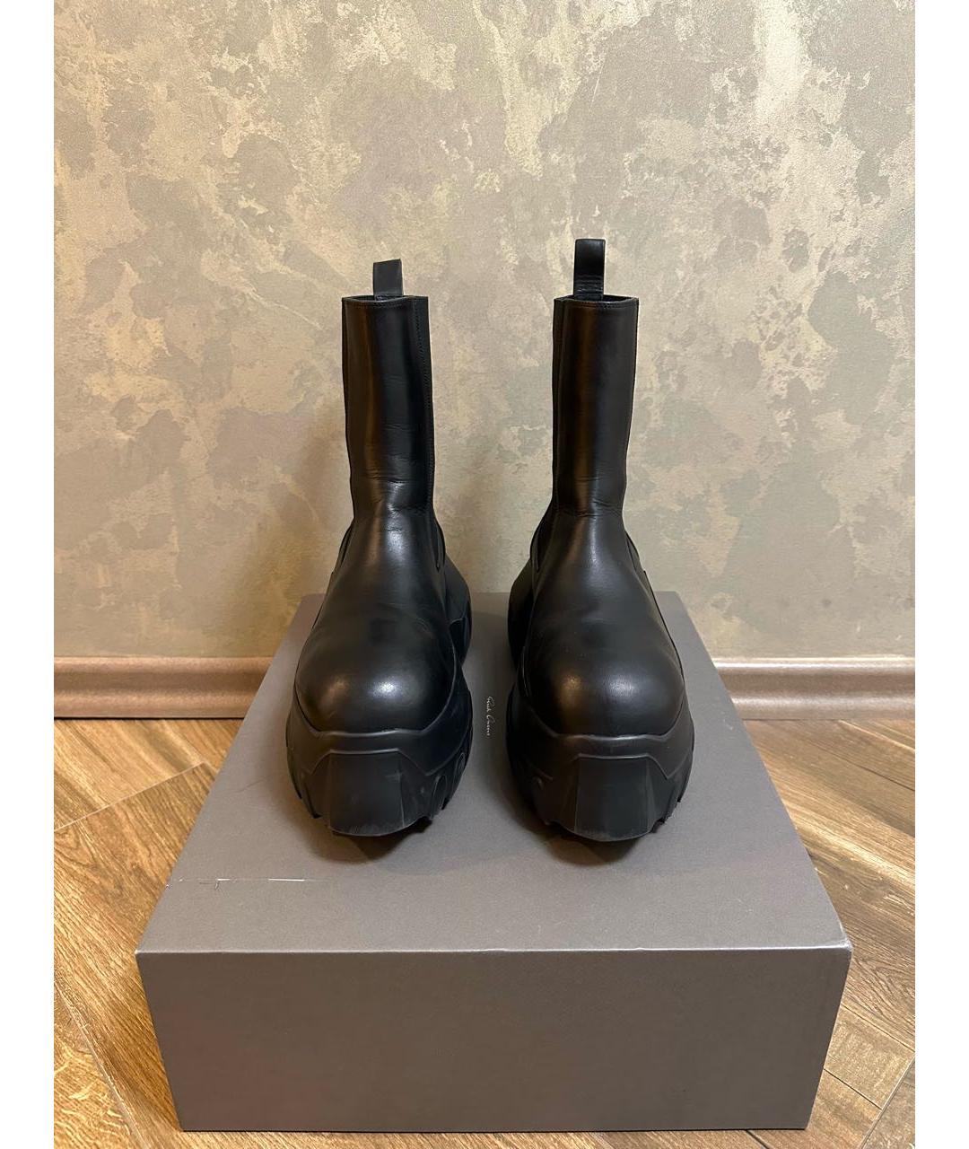 RICK OWENS Черные высокие кроссовки / кеды из искусственной кожи, фото 3