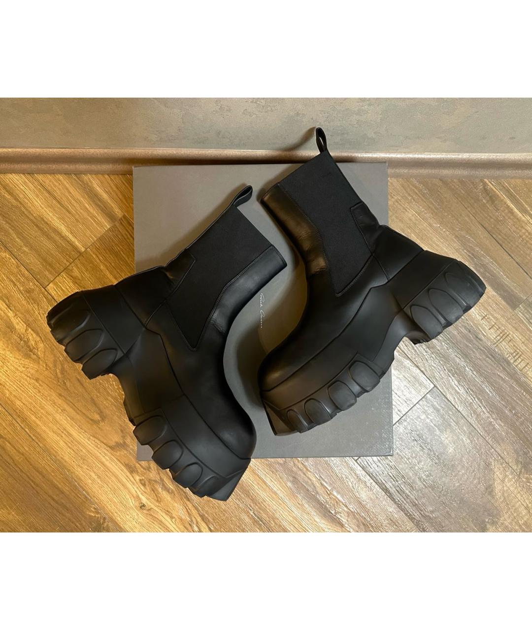 RICK OWENS Черные высокие кроссовки / кеды из искусственной кожи, фото 6