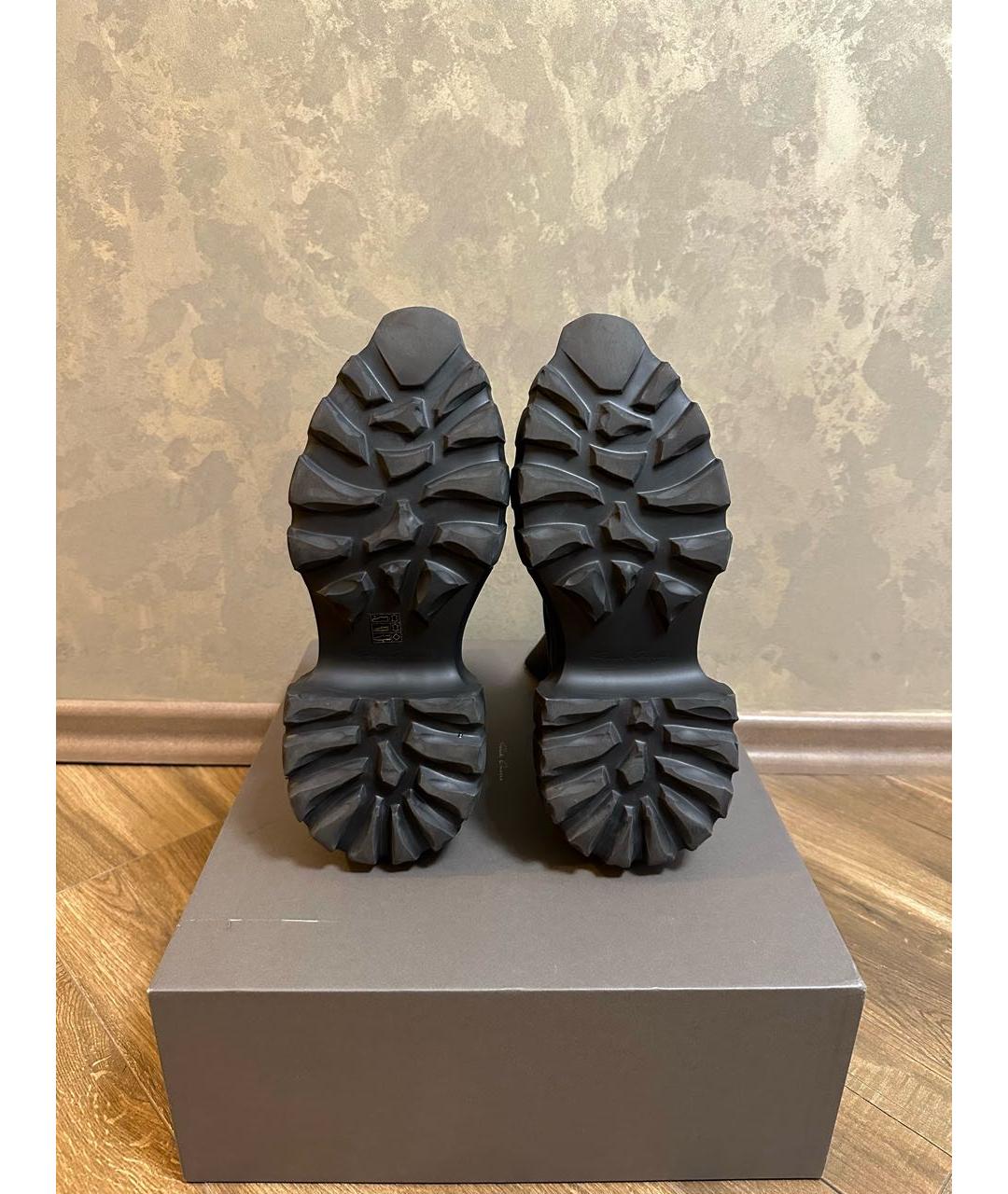 RICK OWENS Черные высокие кроссовки / кеды из искусственной кожи, фото 5