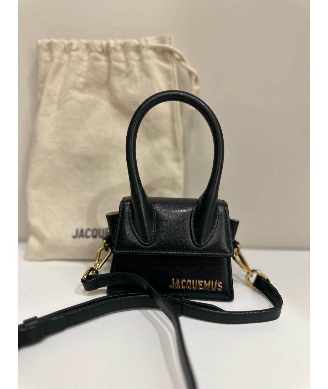 JACQUEMUS Черная кожаная сумка через плечо, фото 2