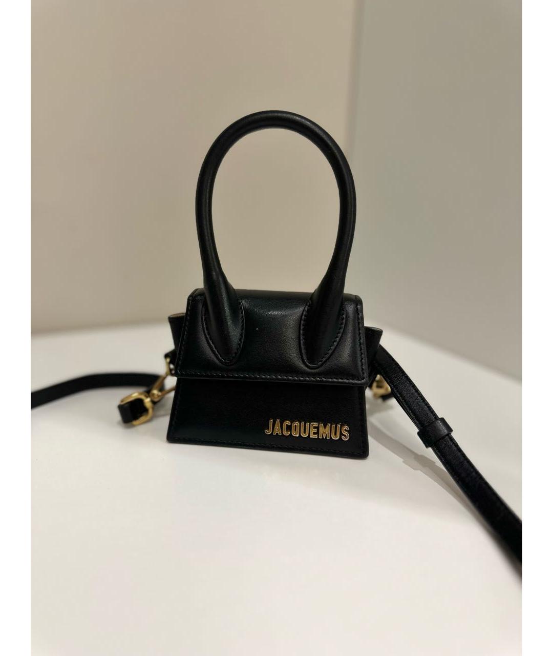 JACQUEMUS Черная кожаная сумка через плечо, фото 1