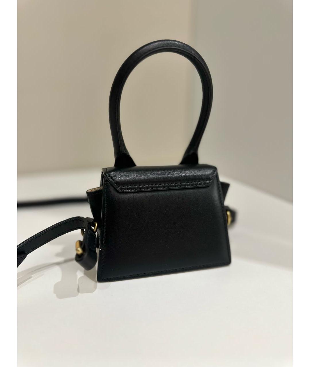 JACQUEMUS Черная кожаная сумка через плечо, фото 3