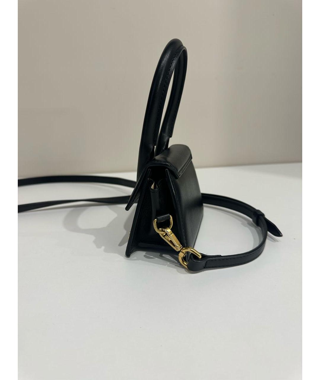 JACQUEMUS Черная кожаная сумка через плечо, фото 4