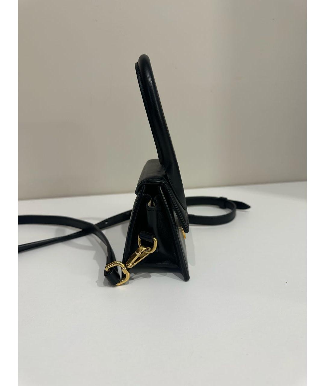 JACQUEMUS Черная кожаная сумка через плечо, фото 5