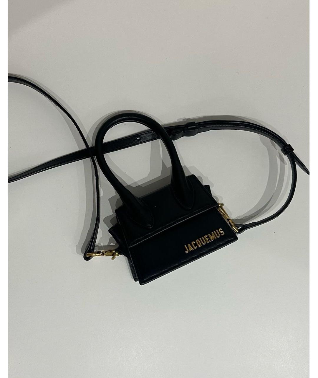 JACQUEMUS Черная кожаная сумка через плечо, фото 6