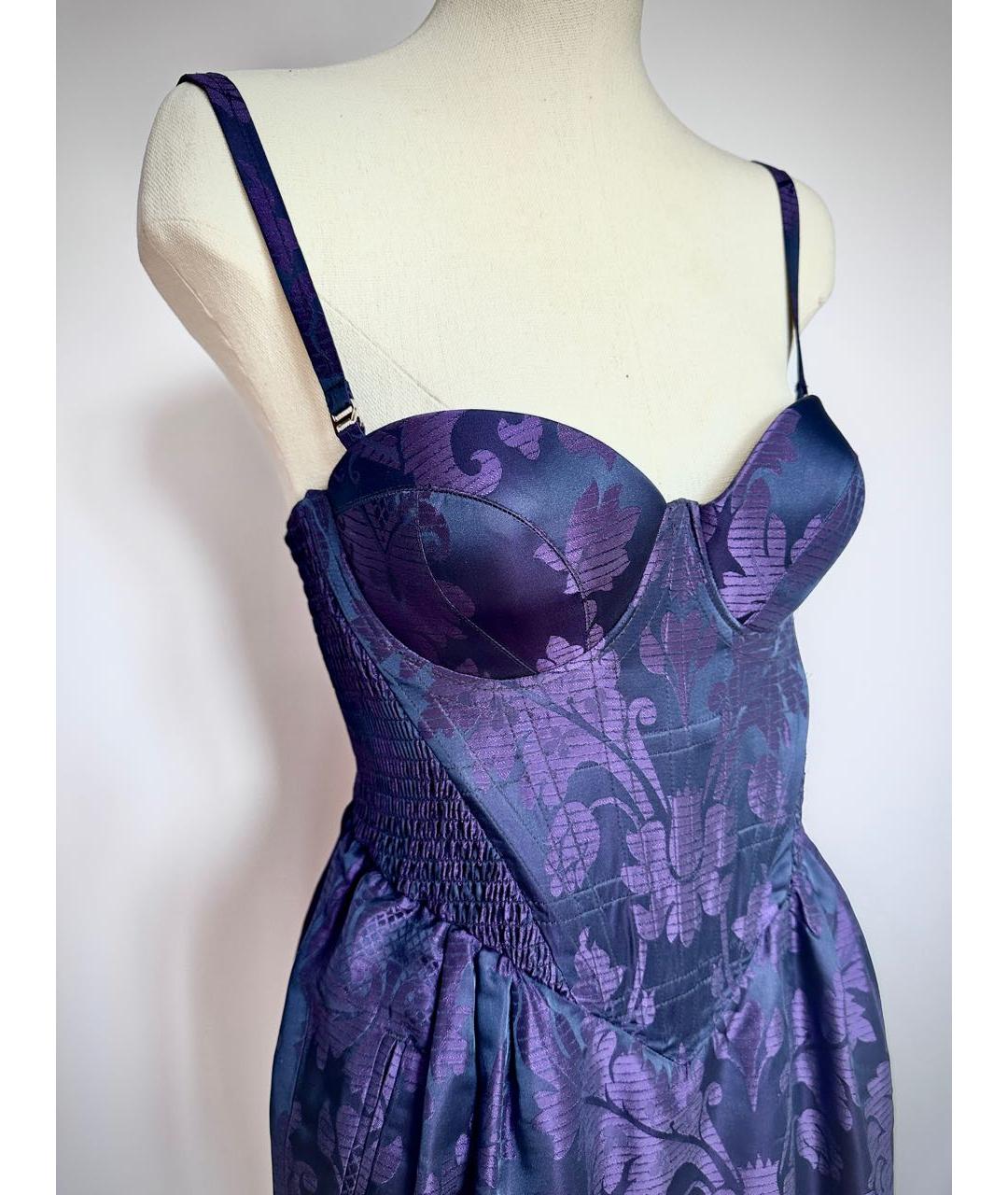 VIVIENNE WESTWOOD Темно-синее ацетатное вечернее платье, фото 6