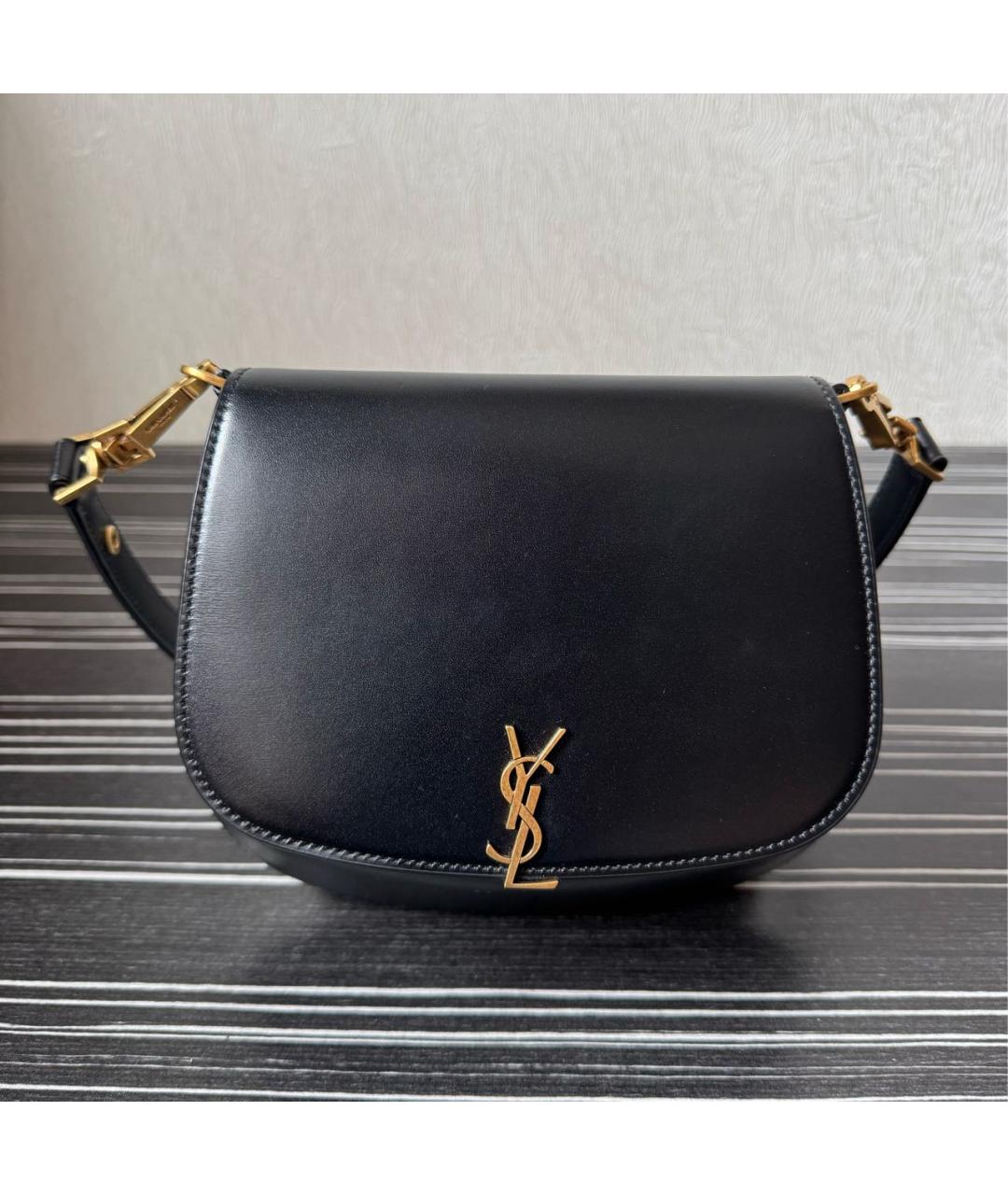 SAINT LAURENT Черная кожаная сумка через плечо, фото 9