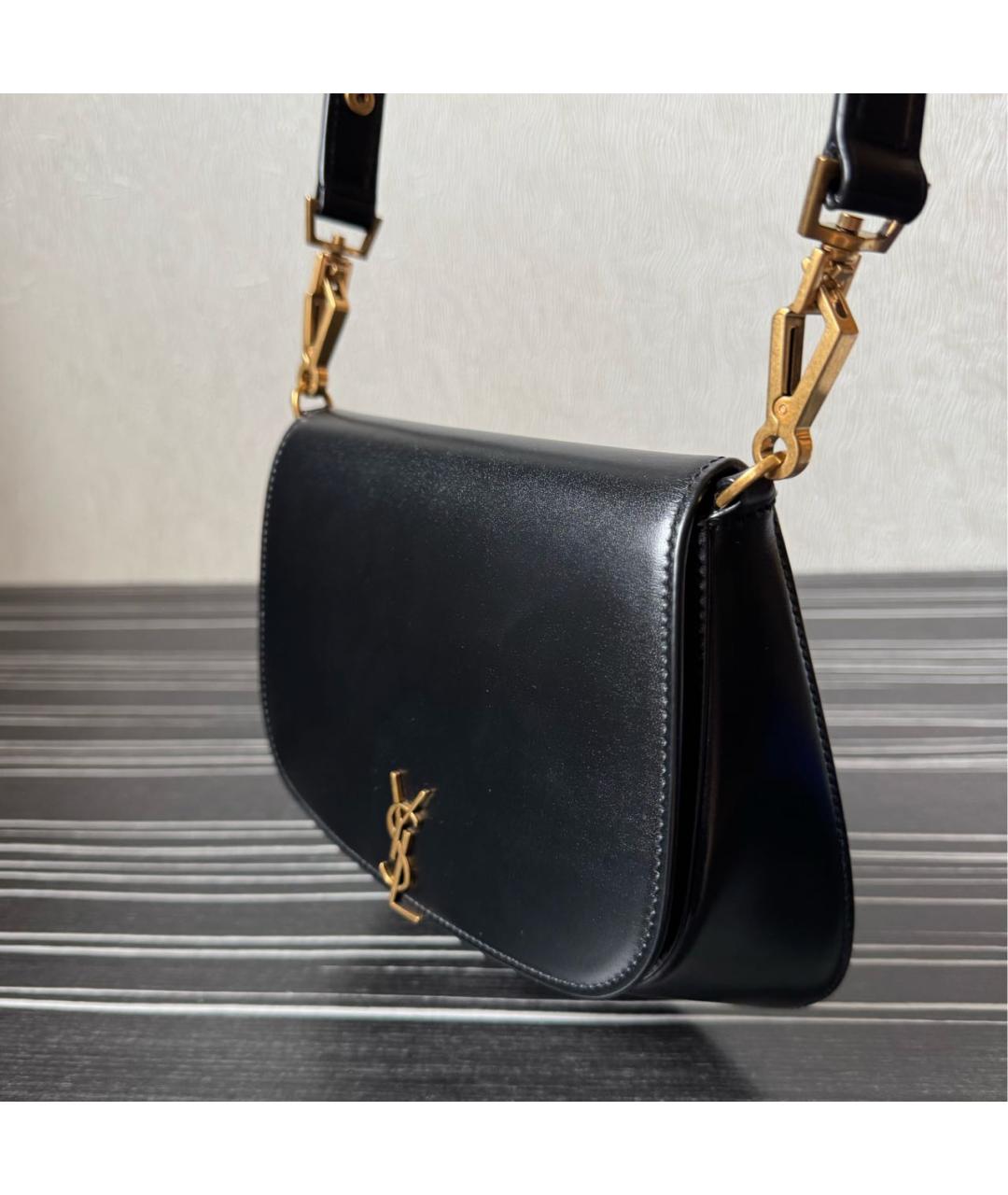 SAINT LAURENT Черная кожаная сумка через плечо, фото 2