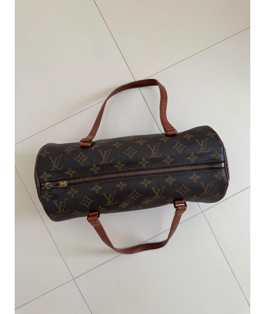 LOUIS VUITTON Коричневая кожаная сумка с короткими ручками, фото 7