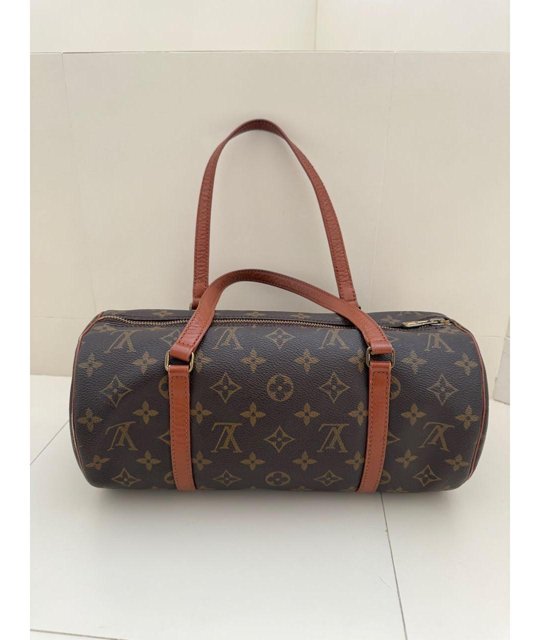 LOUIS VUITTON Коричневая кожаная сумка с короткими ручками, фото 9