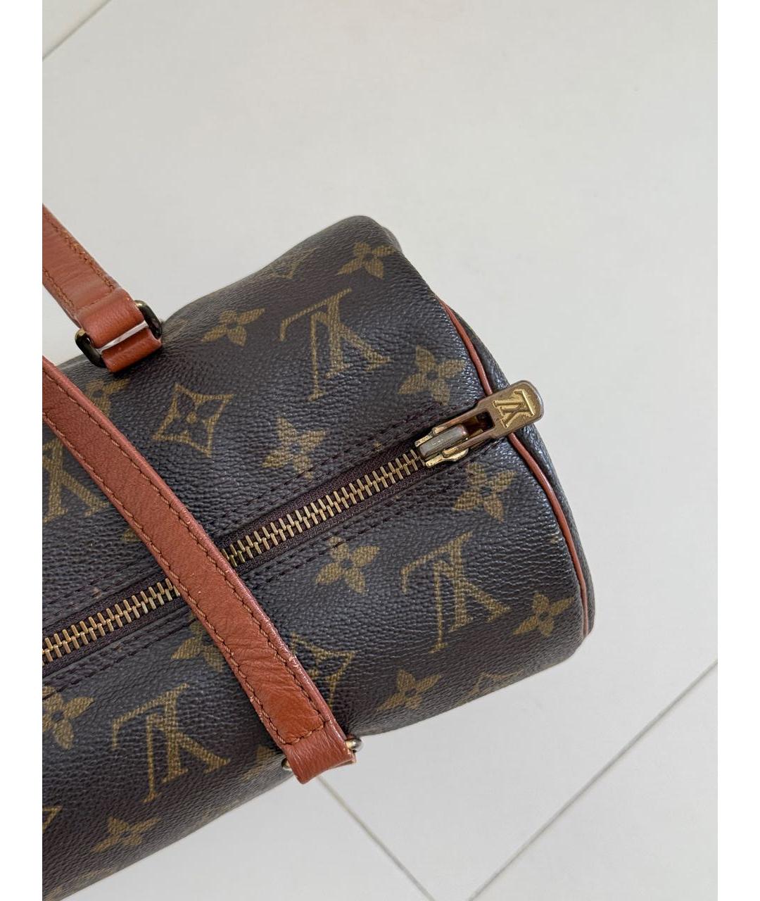 LOUIS VUITTON Коричневая кожаная сумка с короткими ручками, фото 4