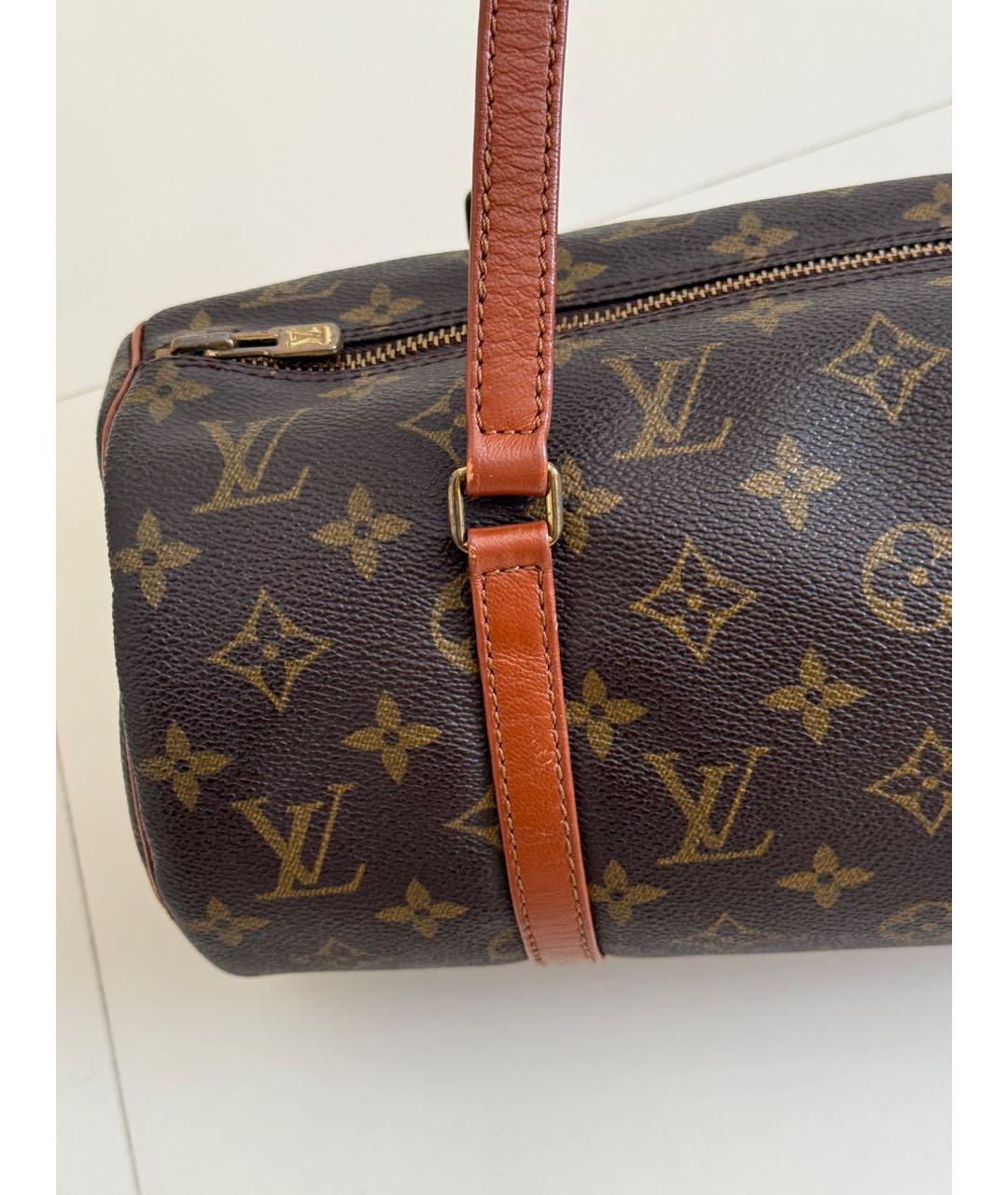 LOUIS VUITTON Коричневая кожаная сумка с короткими ручками, фото 6