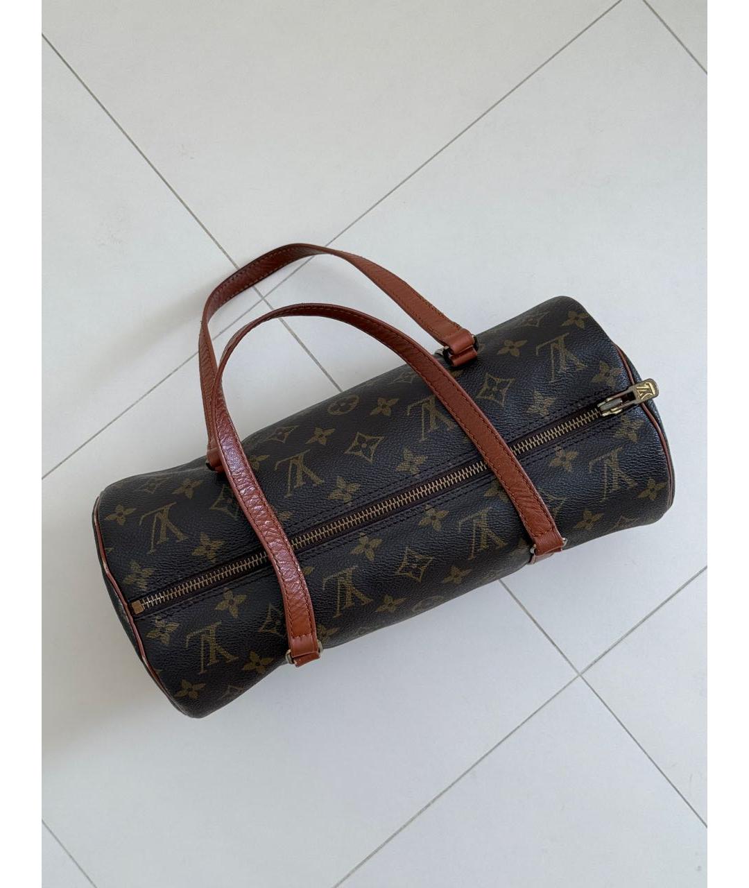 LOUIS VUITTON Коричневая кожаная сумка с короткими ручками, фото 2