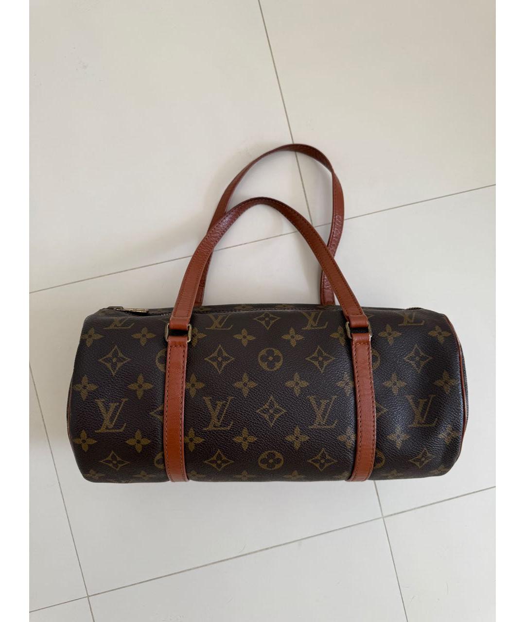 LOUIS VUITTON Коричневая кожаная сумка с короткими ручками, фото 3