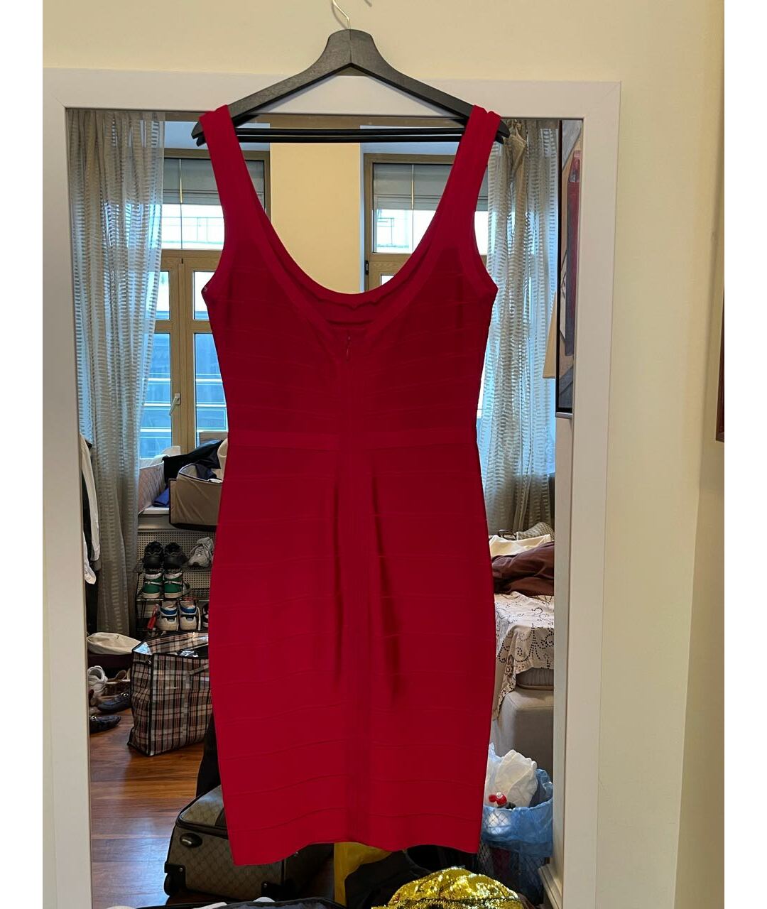 HERVE LEGER Фуксия хлопко-эластановое коктейльное платье, фото 2