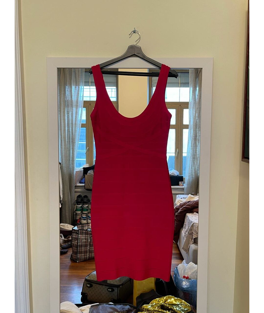 HERVE LEGER Фуксия хлопко-эластановое коктейльное платье, фото 4