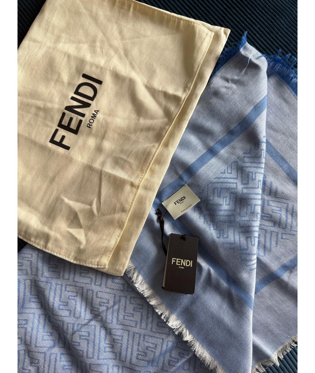 FENDI Голубой хлопковый шарф, фото 2