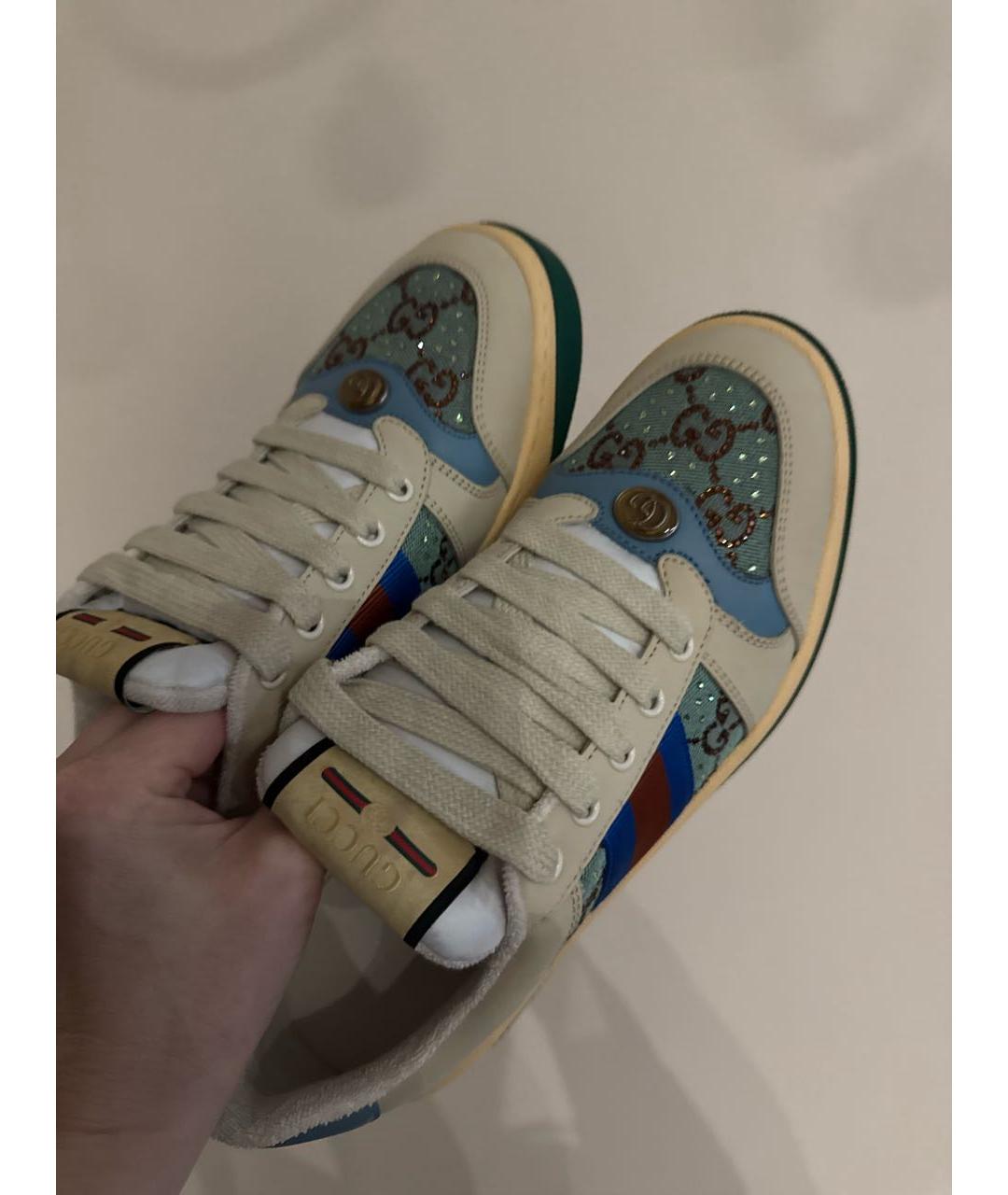 GUCCI Бежевые кожаные кеды, фото 5