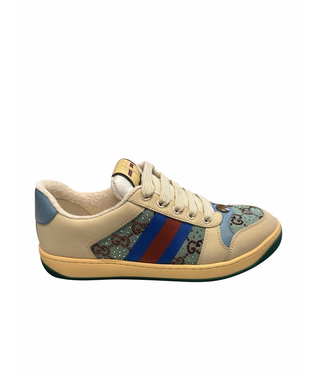 GUCCI Бежевые кожаные кеды, фото 1