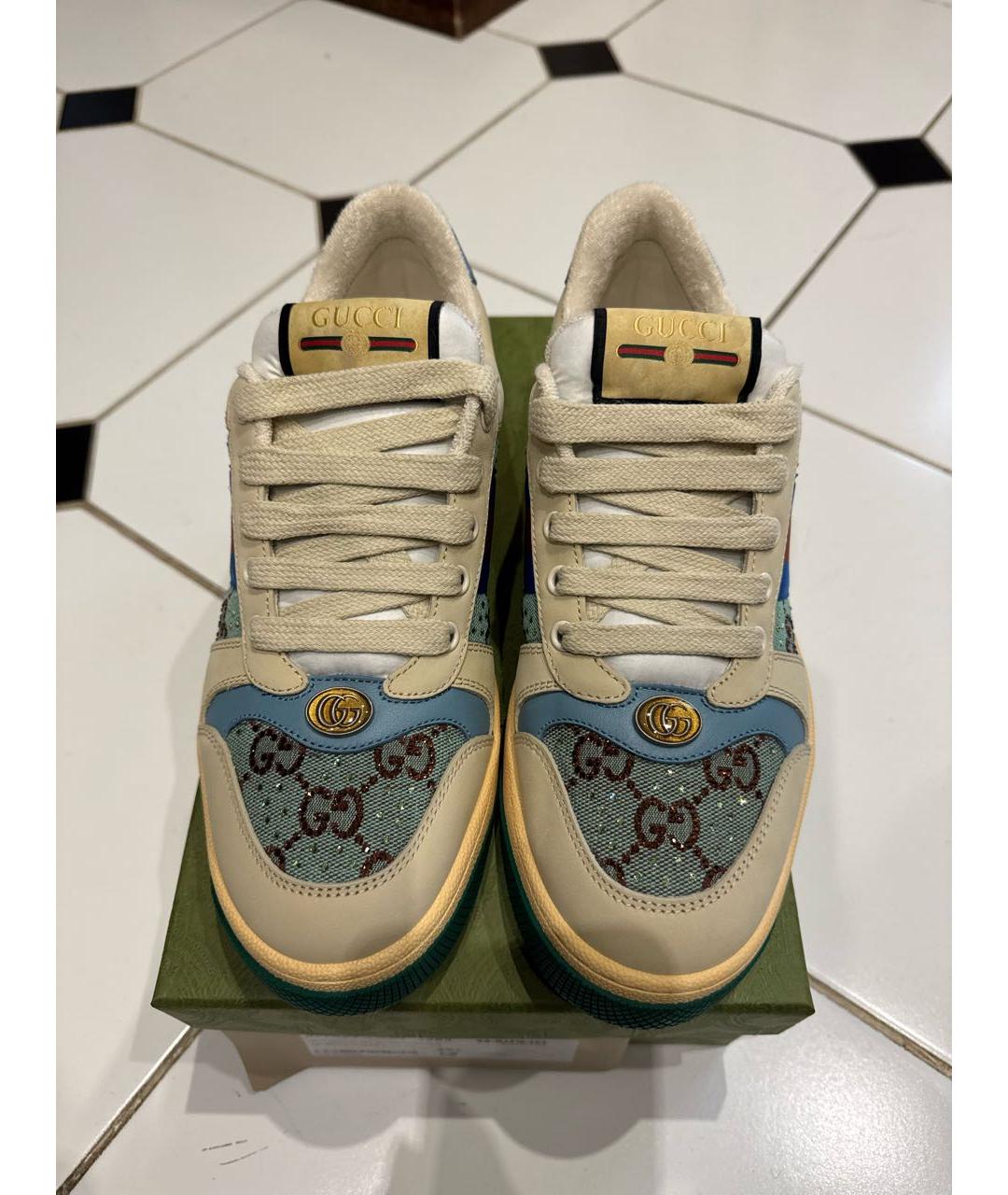 GUCCI Бежевые кожаные кеды, фото 2