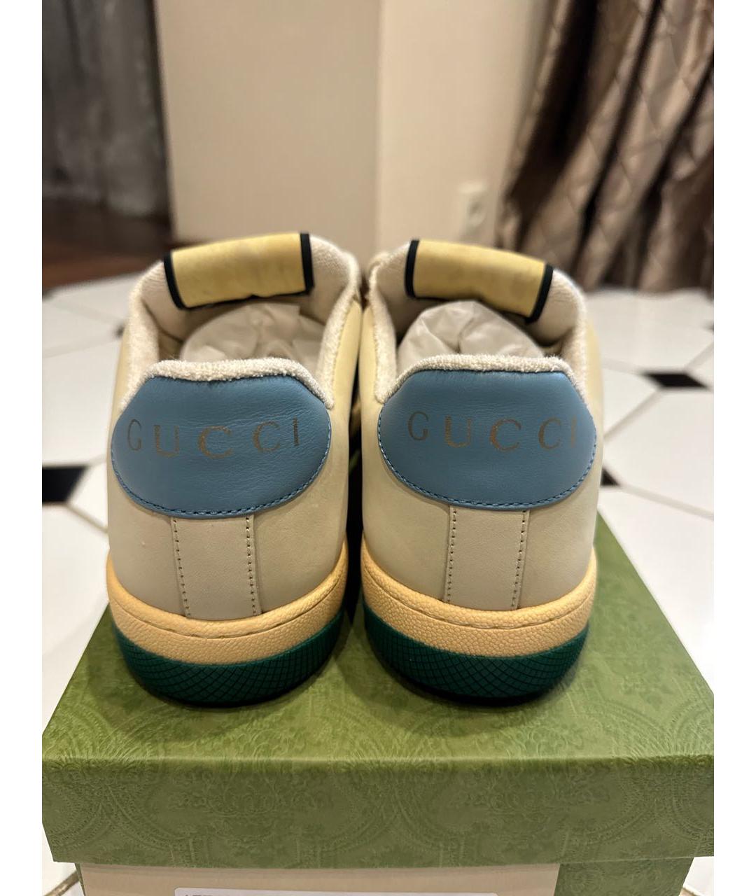 GUCCI Бежевые кожаные кеды, фото 4