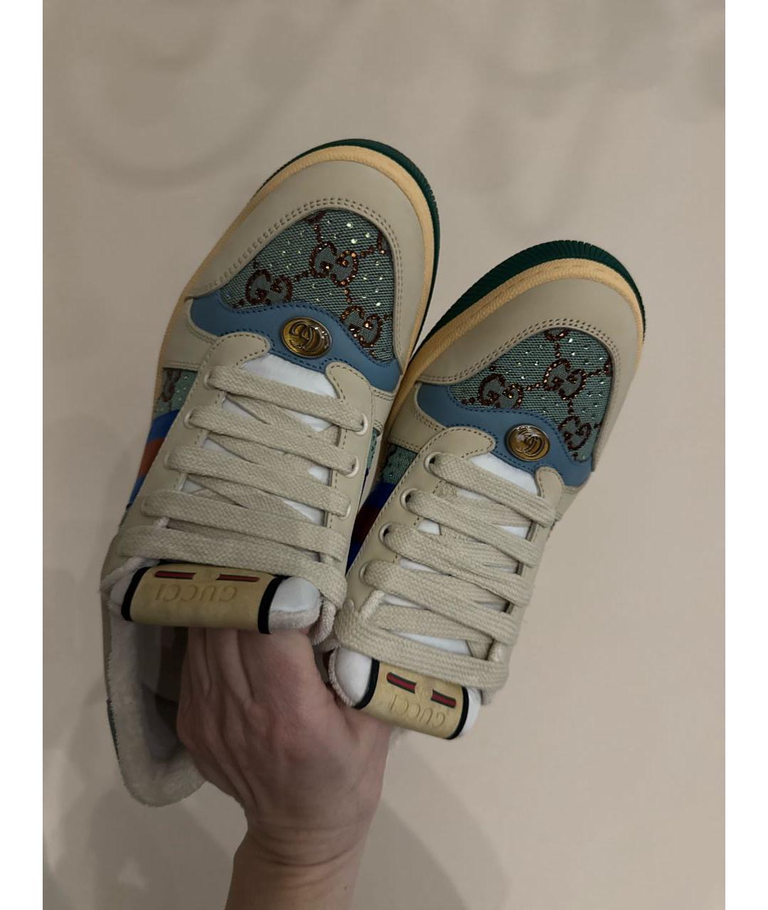 GUCCI Бежевые кожаные кеды, фото 7
