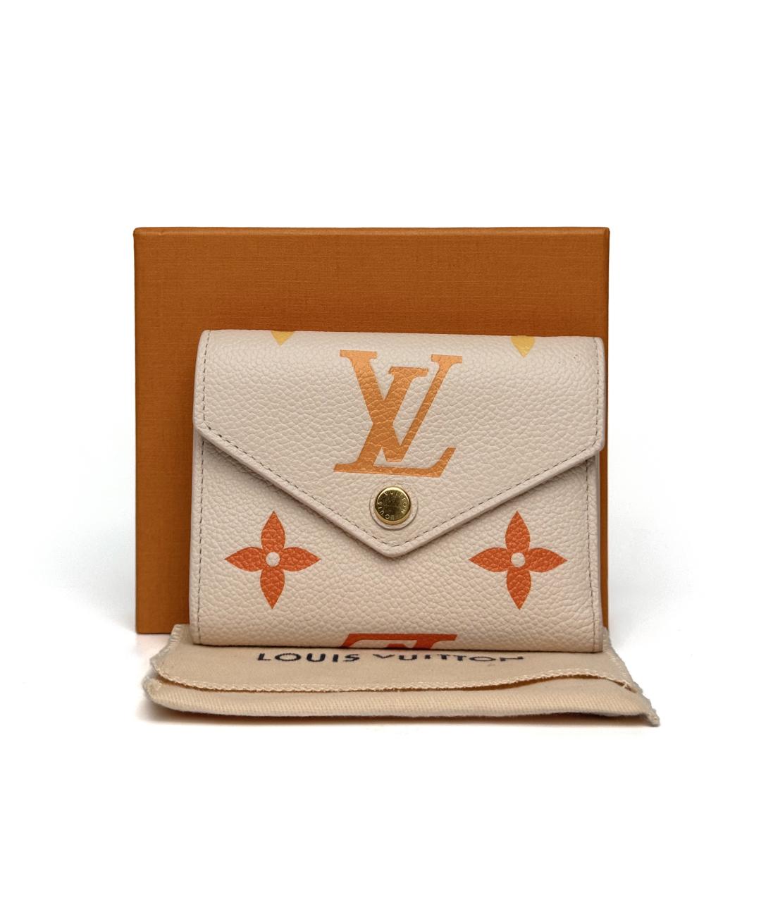 LOUIS VUITTON Бежевый кожаный кошелек, фото 2