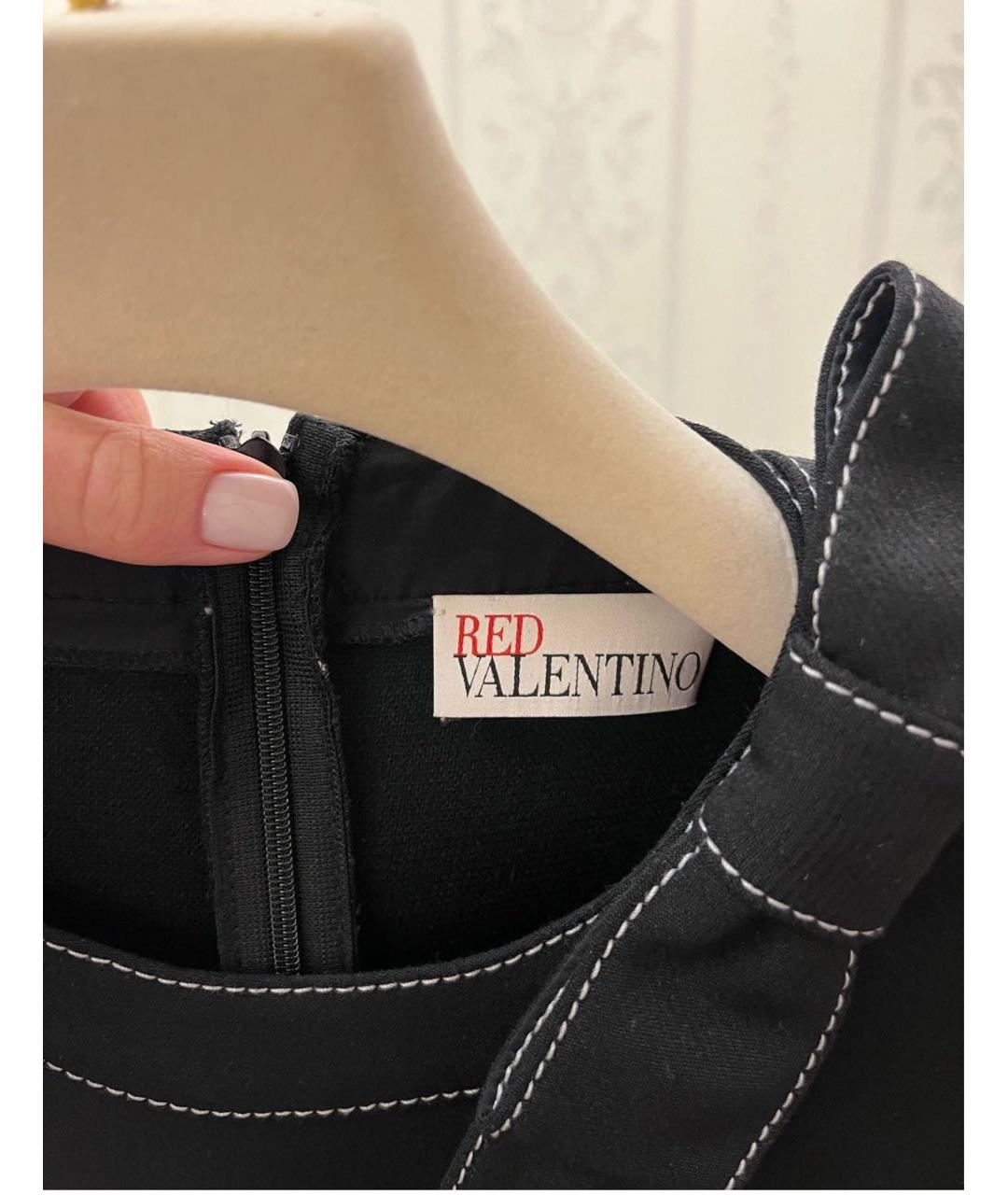 RED VALENTINO Черное вискозное повседневное платье, фото 4
