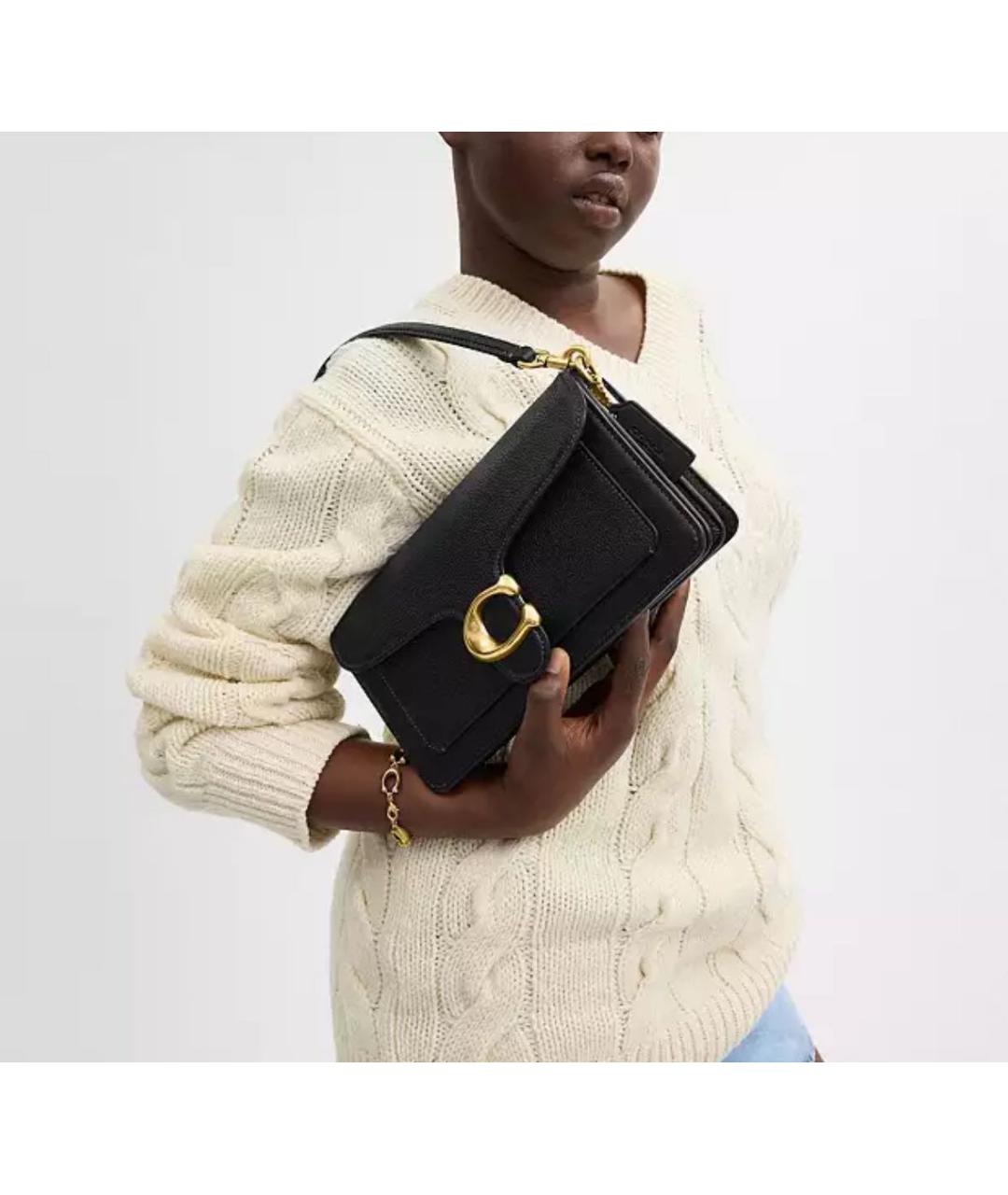 COACH Черная кожаная сумка через плечо, фото 8