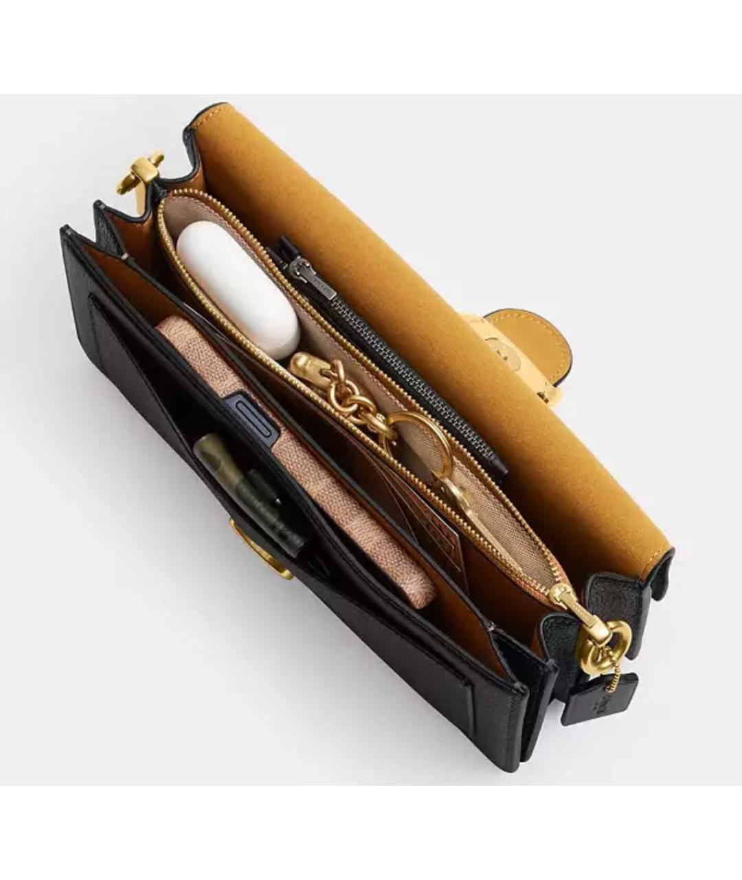 COACH Черная кожаная сумка через плечо, фото 5