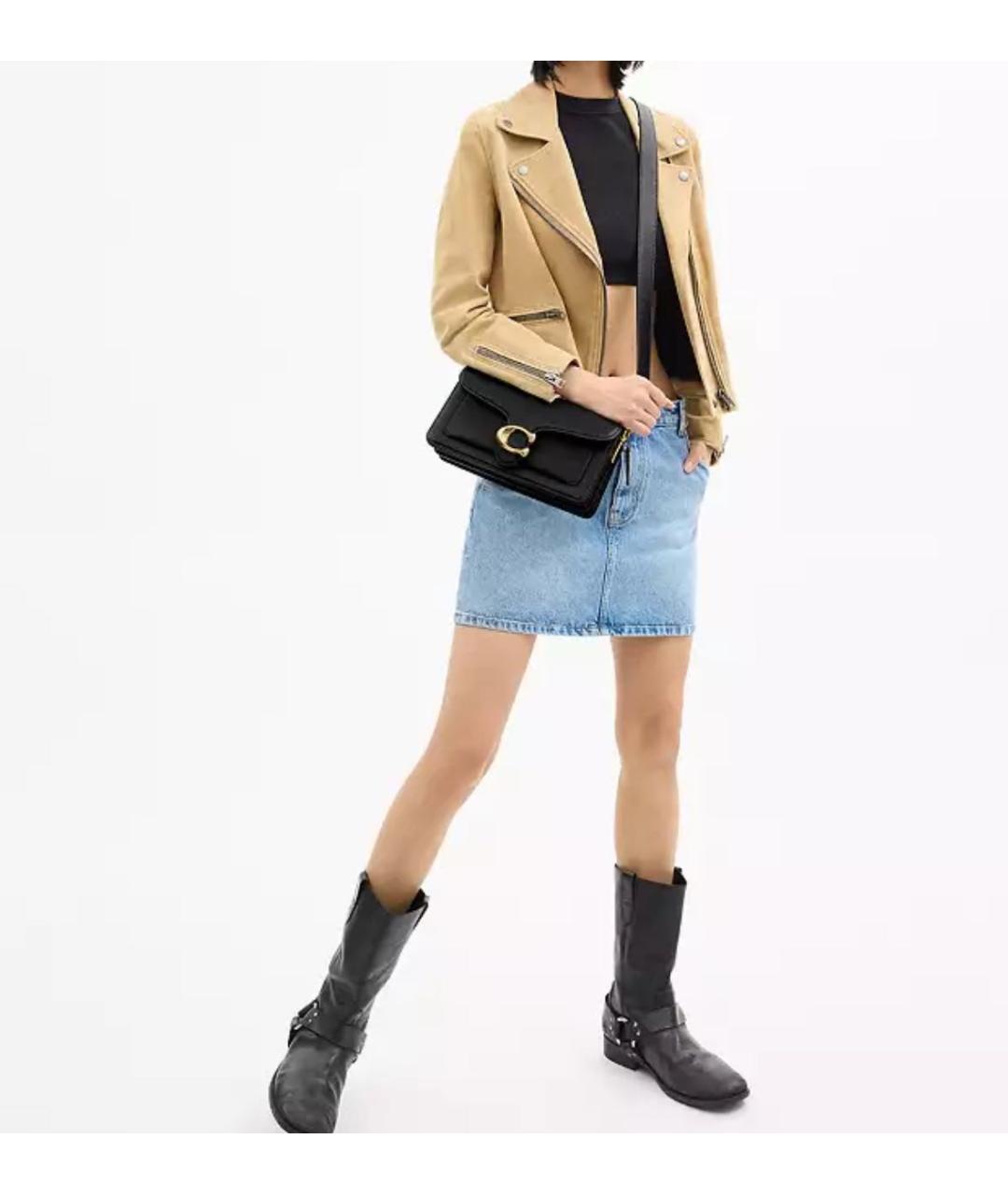 COACH Черная кожаная сумка через плечо, фото 7