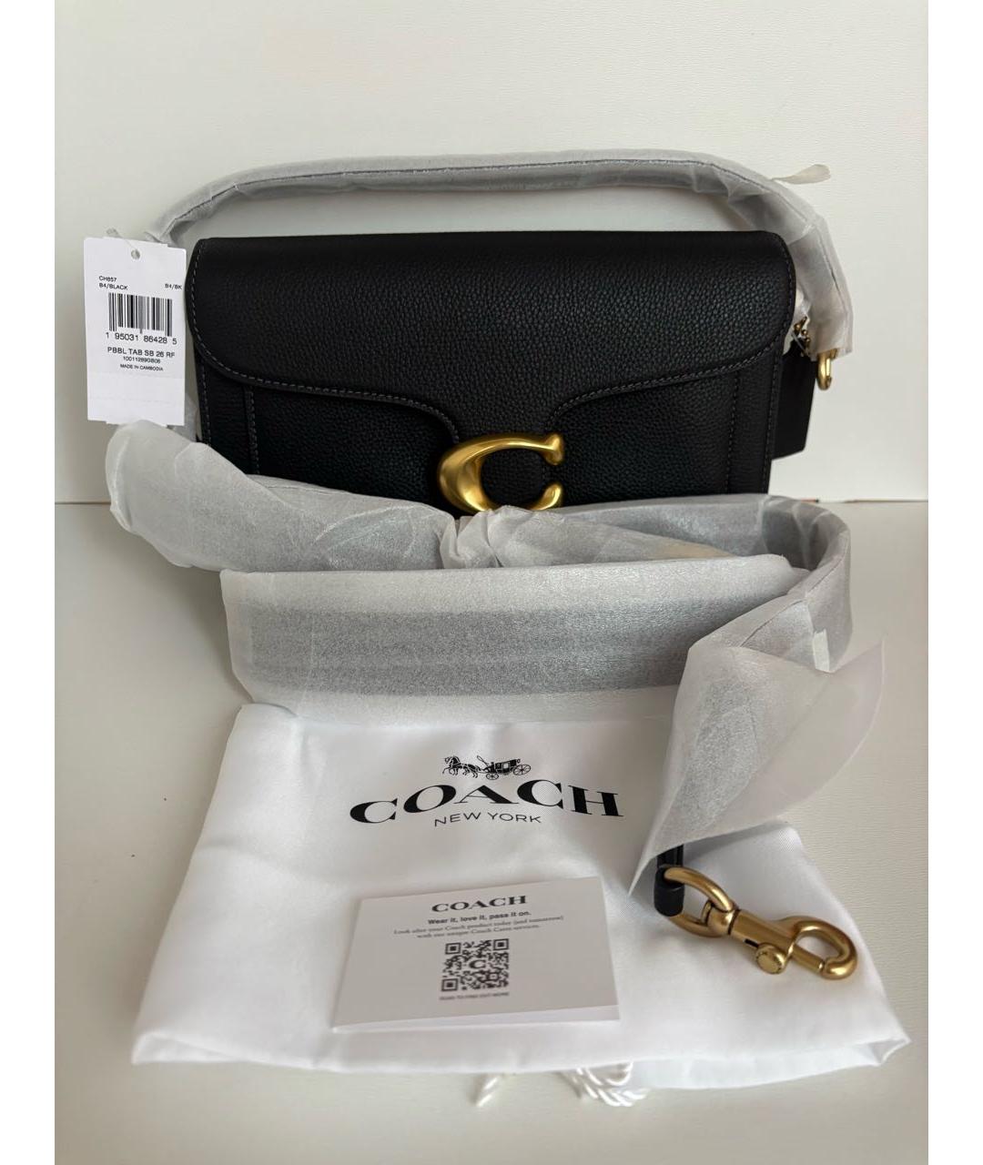 COACH Черная кожаная сумка через плечо, фото 2