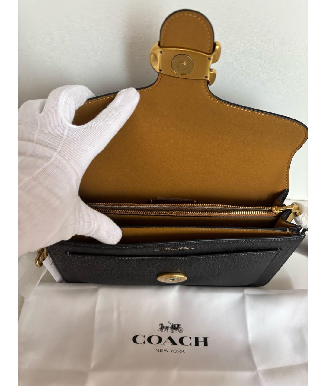 COACH Черная кожаная сумка через плечо, фото 4