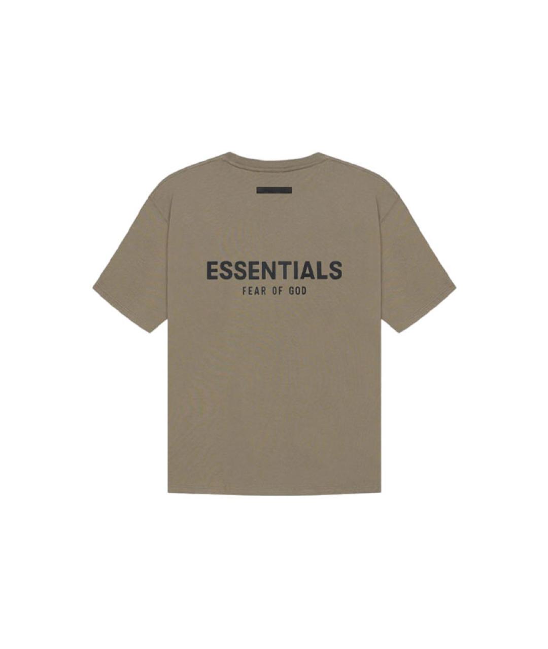 FEAR OF GOD ESSENTIALS Коричневая хлопковая футболка, фото 2