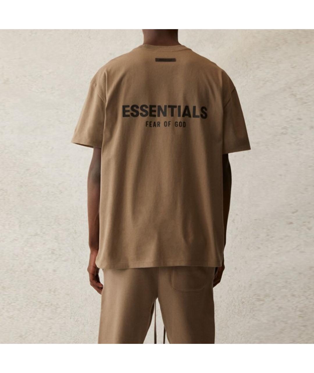 FEAR OF GOD ESSENTIALS Коричневая хлопковая футболка, фото 4