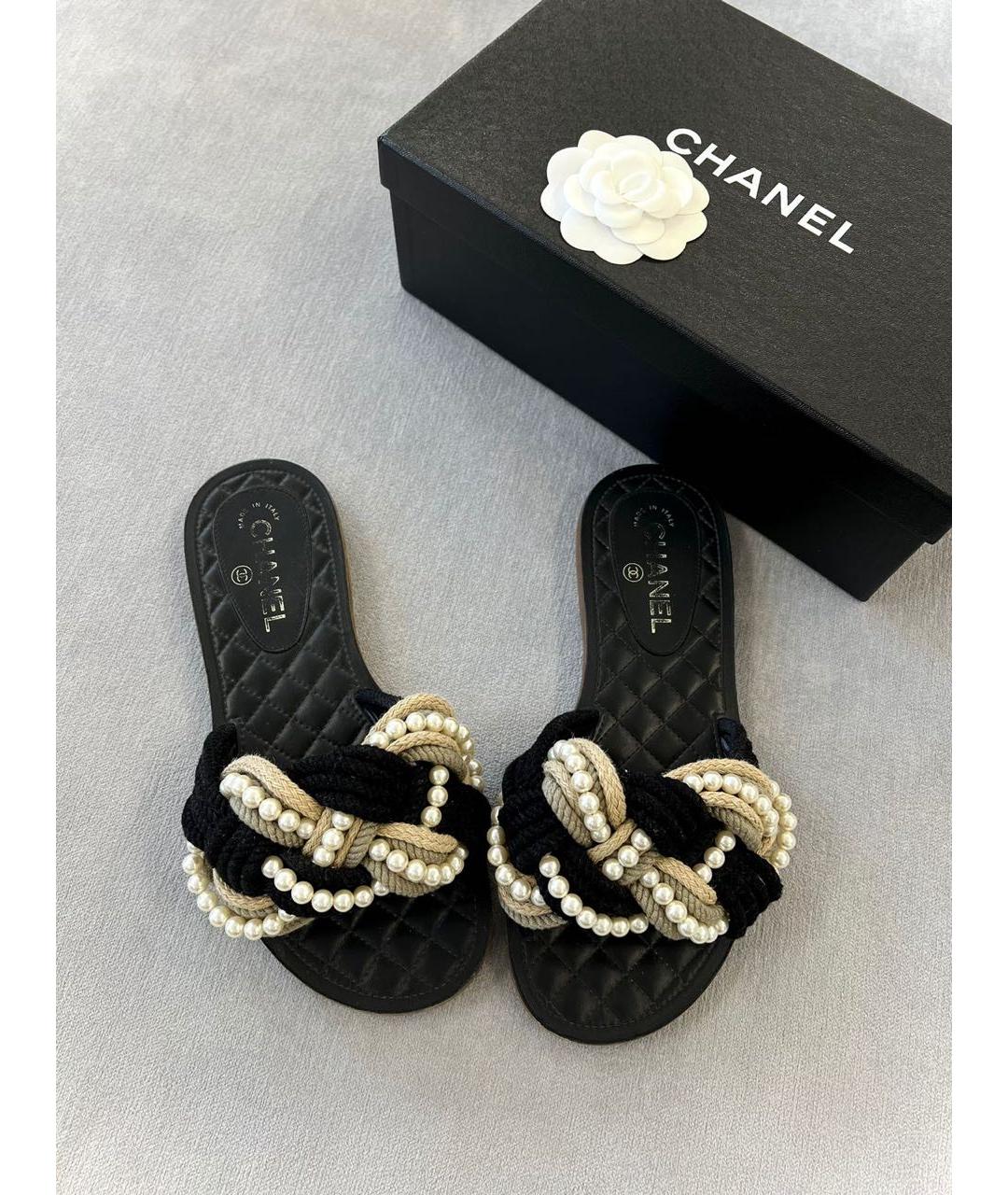CHANEL Черные шлепанцы, фото 7