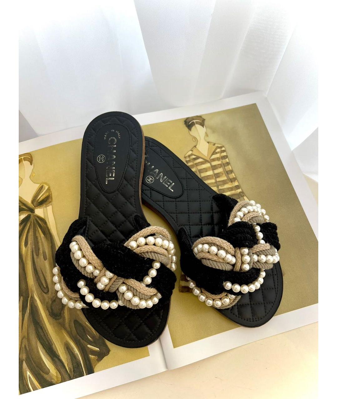 CHANEL Черные шлепанцы, фото 2